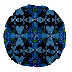 Rare Excotic Blue Flowers In The Forest Of Calm And Peace Large 18  Premium Flano Round Cushions by pepitasart