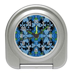 Rare Excotic Blue Flowers In The Forest Of Calm And Peace Travel Alarm Clock by pepitasart