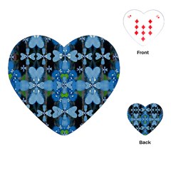 Rare Excotic Blue Flowers In The Forest Of Calm And Peace Playing Cards Single Design (heart) by pepitasart