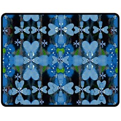 Rare Excotic Blue Flowers In The Forest Of Calm And Peace Fleece Blanket (medium)  by pepitasart