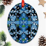 Rare Excotic Blue Flowers In The Forest Of Calm And Peace Ornament (Oval Filigree) Front