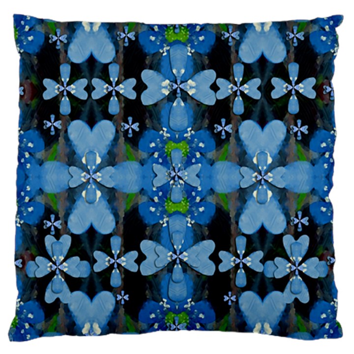 Rare Excotic Blue Flowers In The Forest Of Calm And Peace Large Cushion Case (Two Sides)