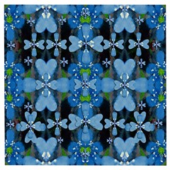 Rare Excotic Blue Flowers In The Forest Of Calm And Peace Wooden Puzzle Square by pepitasart