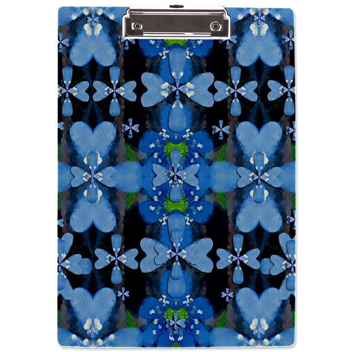 Rare Excotic Blue Flowers In The Forest Of Calm And Peace A4 Clipboard