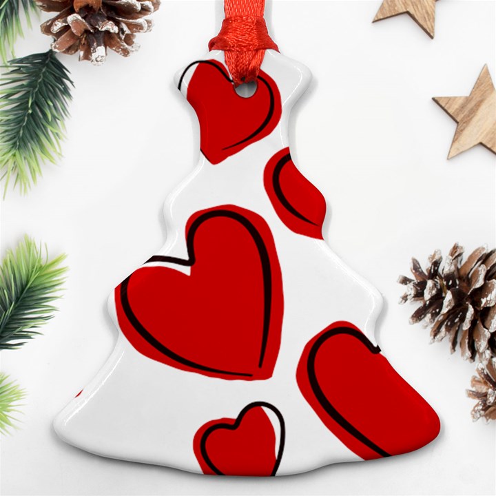 Scribbled Love Christmas Tree Ornament (Two Sides)