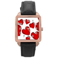 Scribbled Love Rose Gold Leather Watch  by SomethingForEveryone