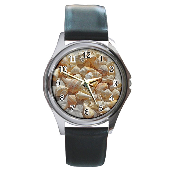 Sea-shells Bg Round Metal Watch