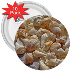 Sea-shells Bg 3  Buttons (10 Pack)  by SomethingForEveryone