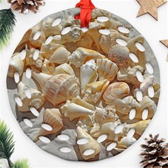 Sea-shells Bg Ornament (round Filigree) by SomethingForEveryone