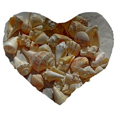 Sea-shells Bg Large 19  Premium Heart Shape Cushions by SomethingForEveryone