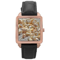 Sea-shells Bg Rose Gold Leather Watch  by SomethingForEveryone