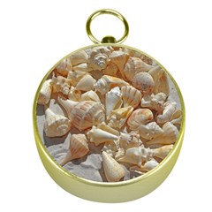 Sea-shells Bg Gold Compasses by SomethingForEveryone