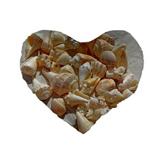 Sea-shells Bg Standard 16  Premium Flano Heart Shape Cushions by SomethingForEveryone