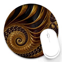 Shell Fractal In Brown Round Mousepads by SomethingForEveryone