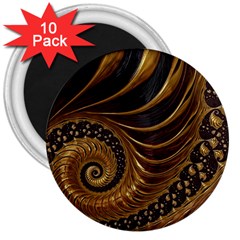 Shell Fractal In Brown 3  Magnets (10 Pack)  by SomethingForEveryone