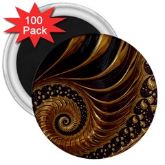 Shell Fractal In Brown 3  Magnets (100 Pack) by SomethingForEveryone