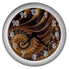 Shell Fractal In Brown Wall Clock (silver) by SomethingForEveryone