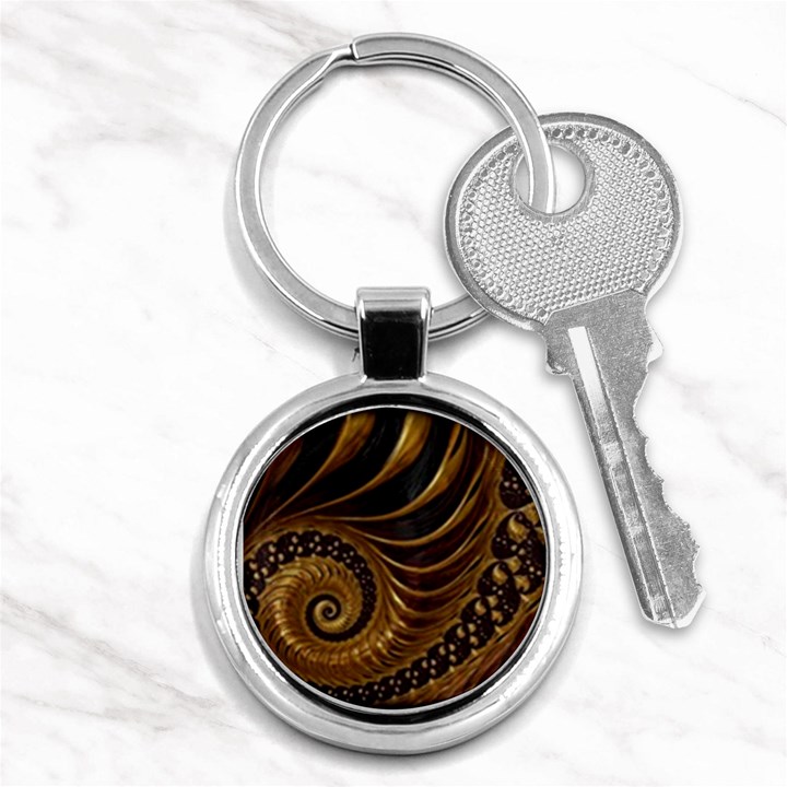 Shell Fractal In Brown Key Chain (Round)