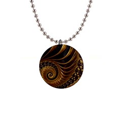 Shell Fractal In Brown 1  Button Necklace by SomethingForEveryone