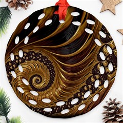 Shell Fractal In Brown Ornament (round Filigree) by SomethingForEveryone