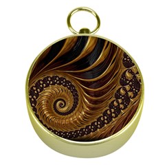 Shell Fractal In Brown Gold Compasses by SomethingForEveryone