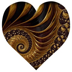 Shell Fractal In Brown Wooden Puzzle Heart by SomethingForEveryone