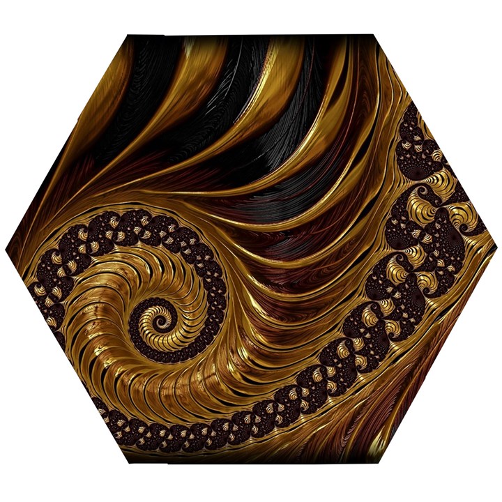 Shell Fractal In Brown Wooden Puzzle Hexagon