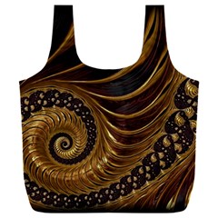 Shell Fractal In Brown Full Print Recycle Bag (xxl) by SomethingForEveryone