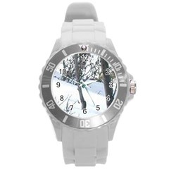 Winter Forest Round Plastic Sport Watch (l) by SomethingForEveryone