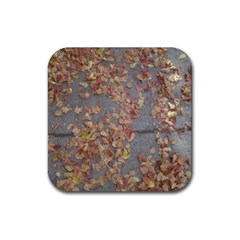 Sidewalk Leaves Rubber Coaster (square)