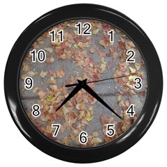 Sidewalk Leaves Wall Clock (black)