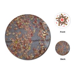 Sidewalk Leaves Playing Cards Single Design (round)