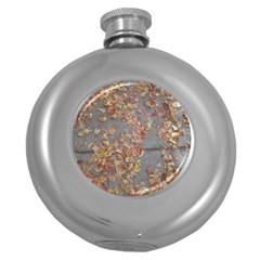 Sidewalk Leaves Round Hip Flask (5 Oz)