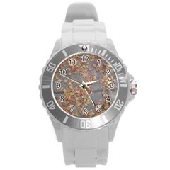 Sidewalk Leaves Round Plastic Sport Watch (l) by SomethingForEveryone