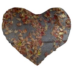 Sidewalk Leaves Large 19  Premium Heart Shape Cushions