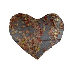 Sidewalk Leaves Standard 16  Premium Flano Heart Shape Cushions