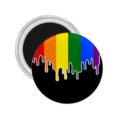 Gay Pride Flag Rainbow Drip On Black Blank Black For Designs 2 25  Magnets by VernenInk