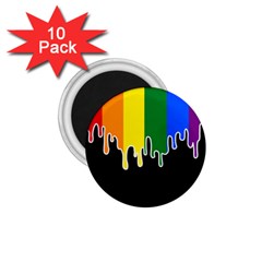 Gay Pride Flag Rainbow Drip On Black Blank Black For Designs 1 75  Magnets (10 Pack)  by VernenInk