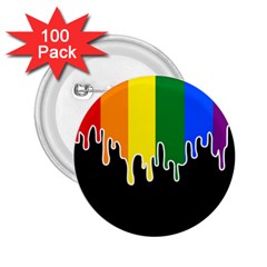 Gay Pride Flag Rainbow Drip On Black Blank Black For Designs 2 25  Buttons (100 Pack)  by VernenInk