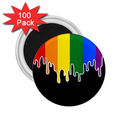 Gay Pride Flag Rainbow Drip On Black Blank Black For Designs 2 25  Magnets (100 Pack)  by VernenInk