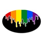 Gay Pride Flag Rainbow Drip On Black Blank Black For Designs Oval Magnet Front