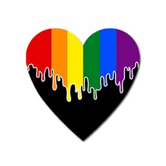 Gay Pride Flag Rainbow Drip On Black Blank Black For Designs Heart Magnet by VernenInk