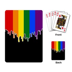 Gay Pride Flag Rainbow Drip On Black Blank Black For Designs Playing Cards Single Design (rectangle) by VernenInk