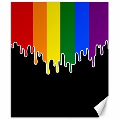 Gay Pride Flag Rainbow Drip On Black Blank Black For Designs Canvas 8  X 10  by VernenInk