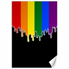 Gay Pride Flag Rainbow Drip On Black Blank Black For Designs Canvas 12  X 18  by VernenInk