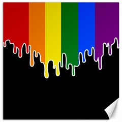 Gay Pride Flag Rainbow Drip On Black Blank Black For Designs Canvas 20  X 20  by VernenInk