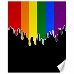 Gay Pride Flag Rainbow Drip On Black Blank Black For Designs Canvas 11  X 14  by VernenInk