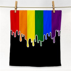 Gay Pride Flag Rainbow Drip On Black Blank Black For Designs Face Towel by VernenInk