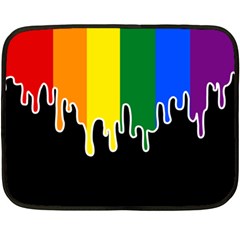 Gay Pride Flag Rainbow Drip On Black Blank Black For Designs Fleece Blanket (mini) by VernenInk