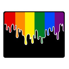 Gay Pride Flag Rainbow Drip On Black Blank Black For Designs Fleece Blanket (small) by VernenInk